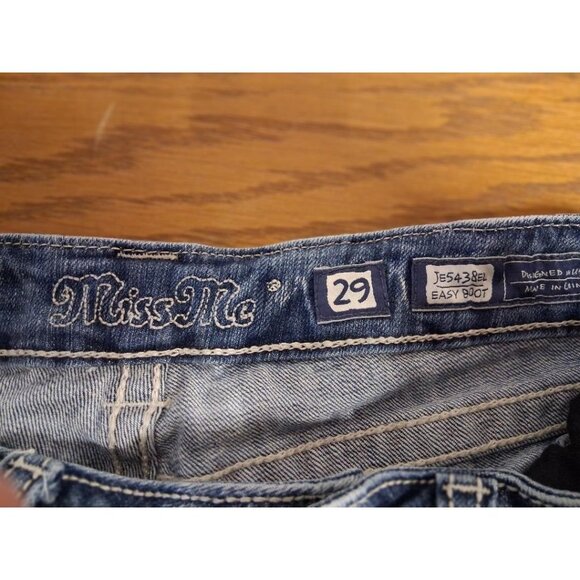 Miss Me Womens Easy Bootcut Jeans Size 29 Distressed Denim With Embellished Back - Picture 4 of 6